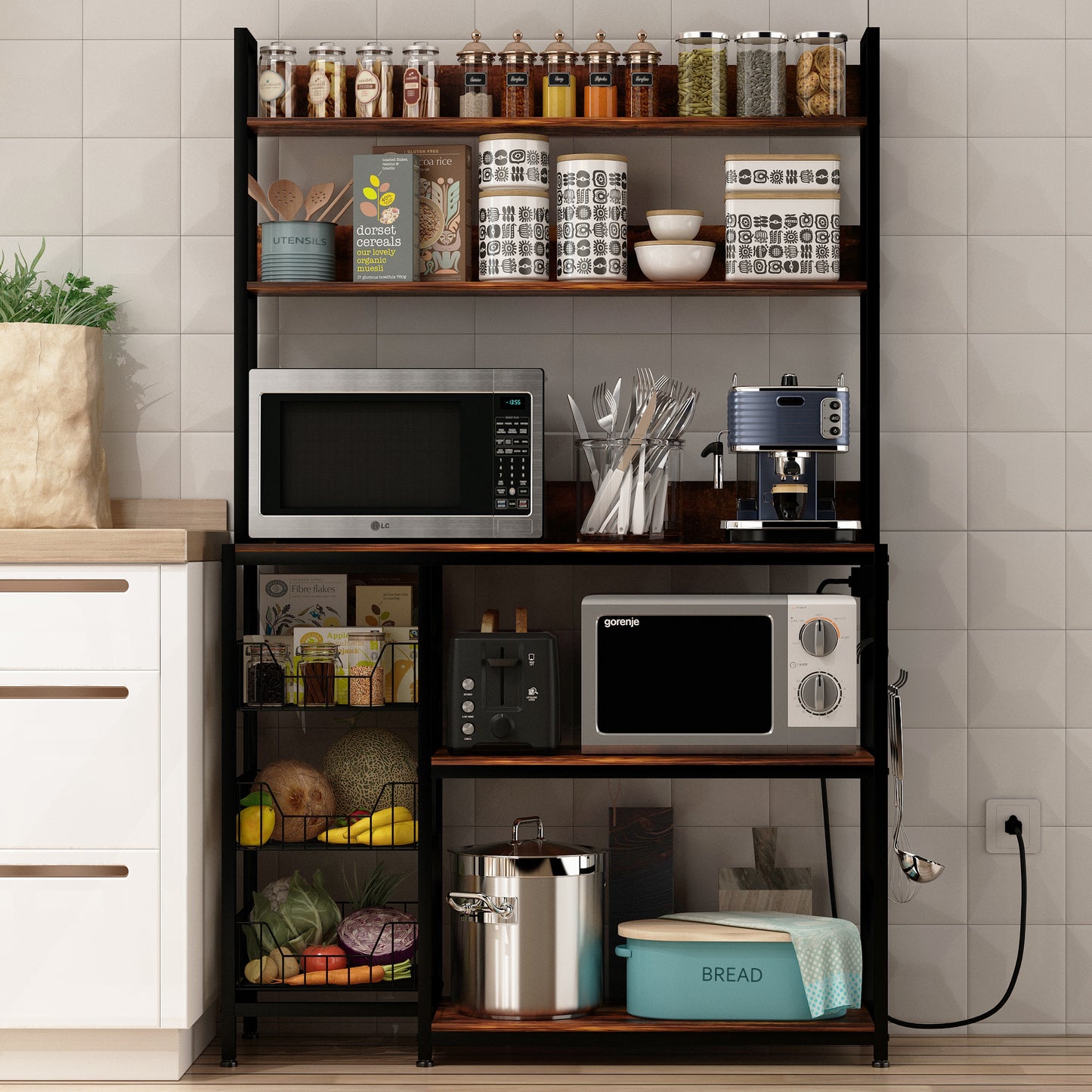 Kitchen Bakers Rack with Power Outlet