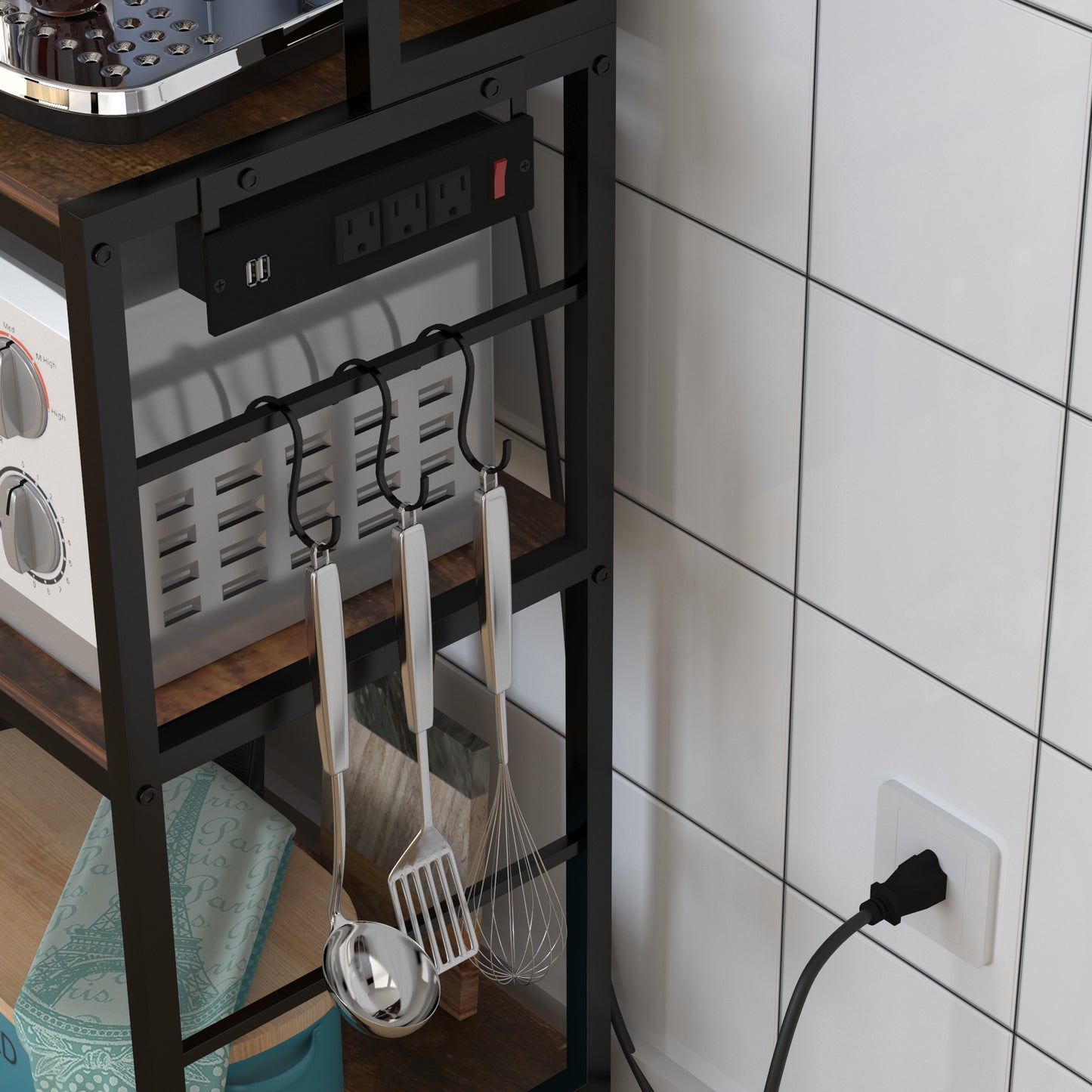 Kitchen Bakers Rack with Power Outlet