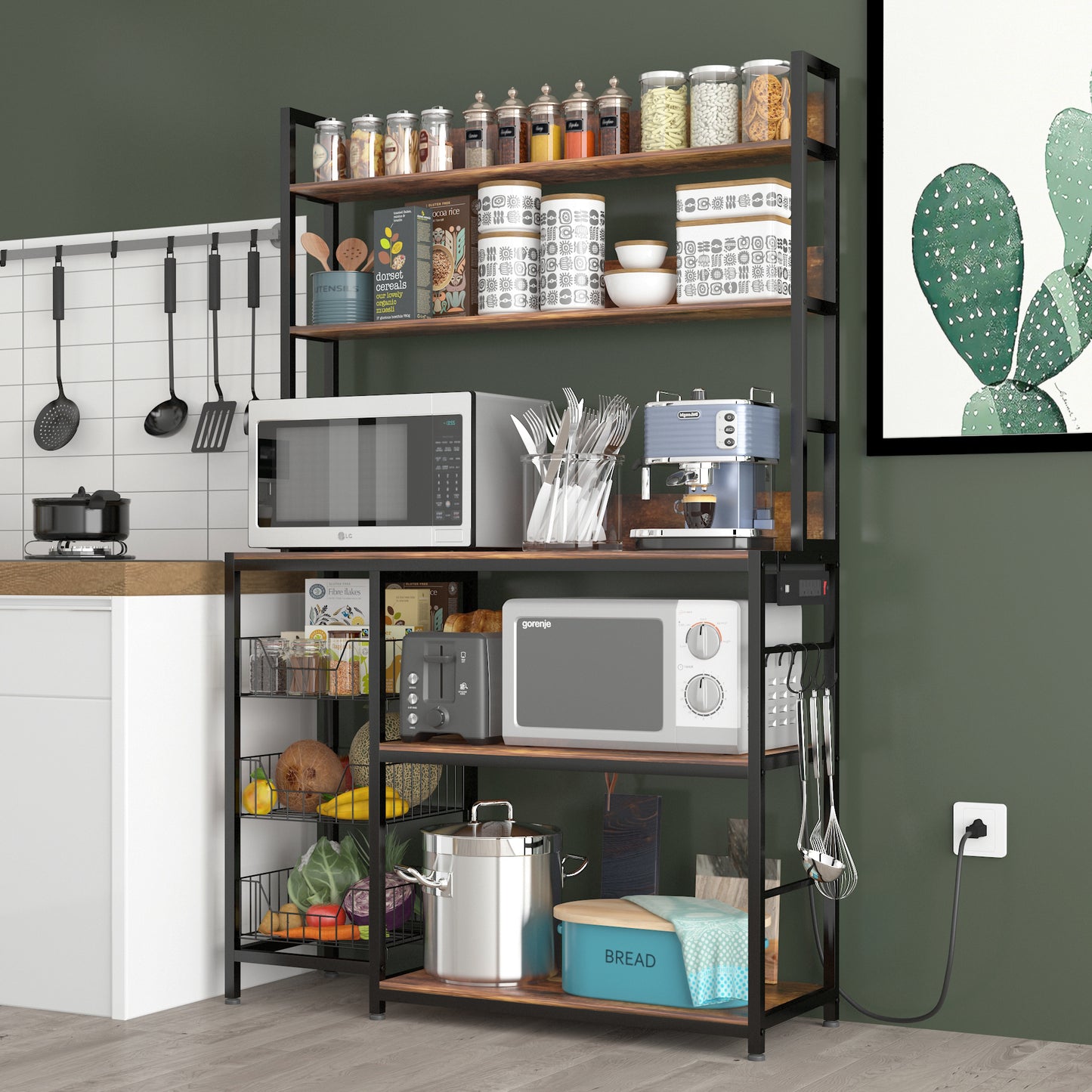 Kitchen Bakers Rack with Power Outlet