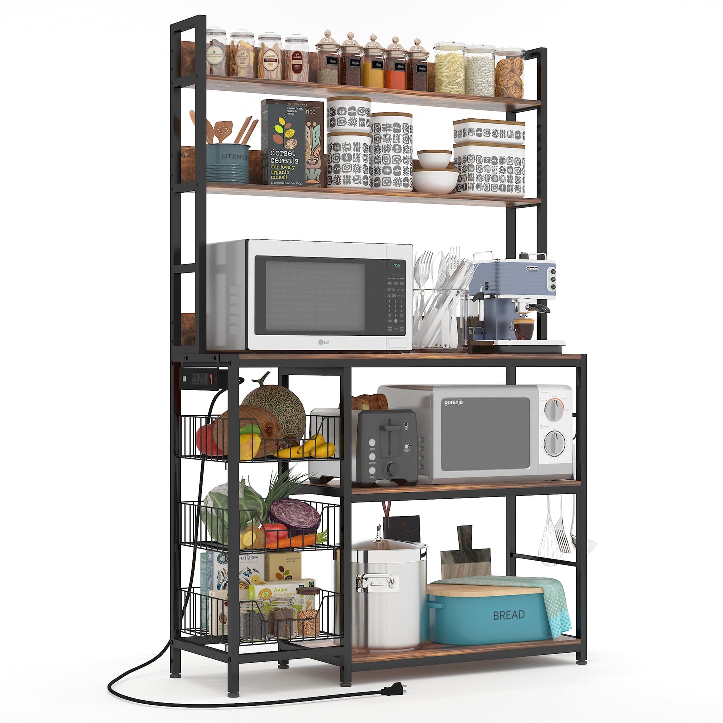 Kitchen Bakers Rack with Power Outlet