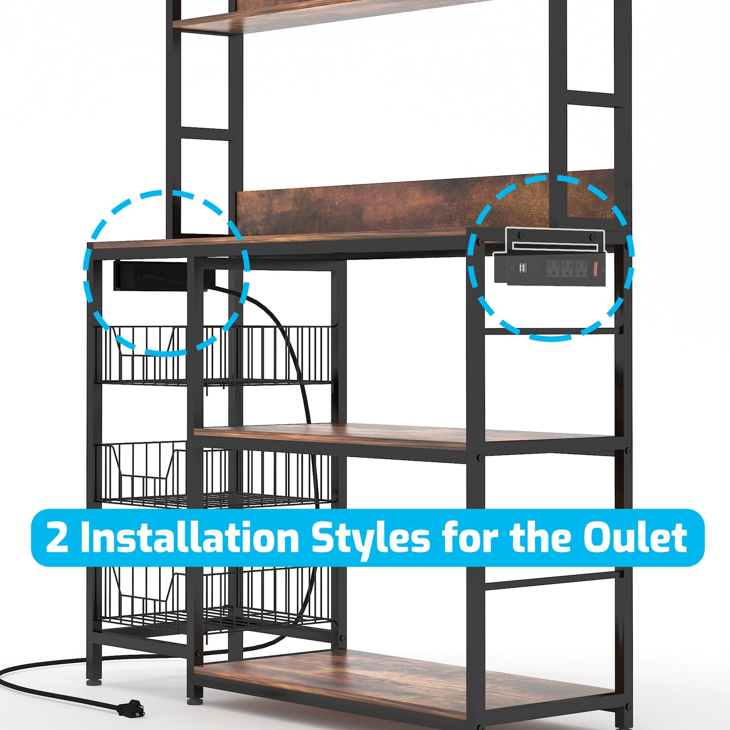 Kitchen Bakers Rack with Power Outlet