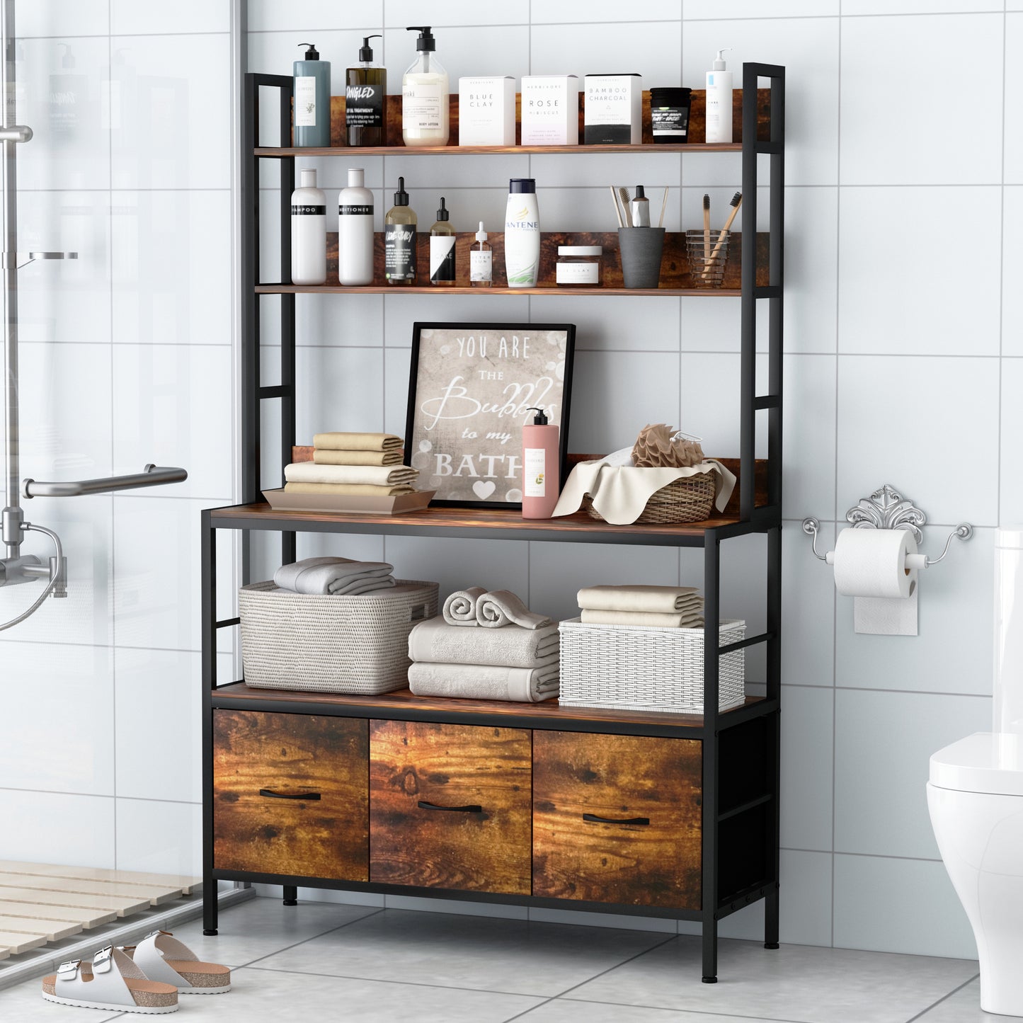 Kitchen Bakers Rack with Baskets