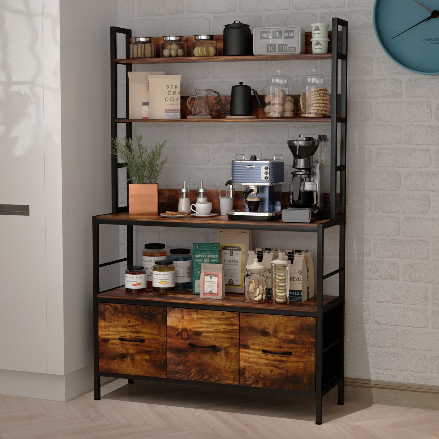 Kitchen Bakers Rack with Baskets