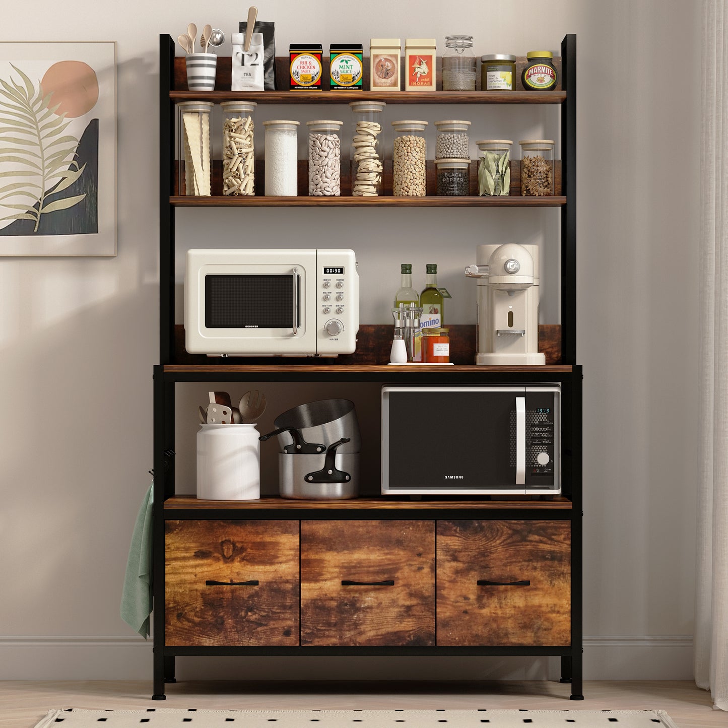 Kitchen Bakers Rack with Baskets