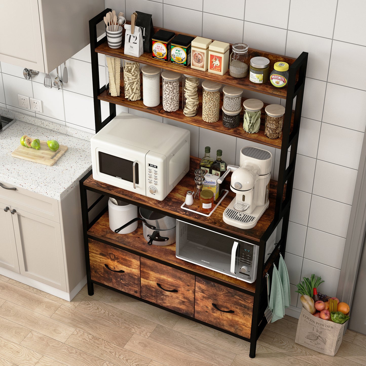 Kitchen Bakers Rack with Baskets