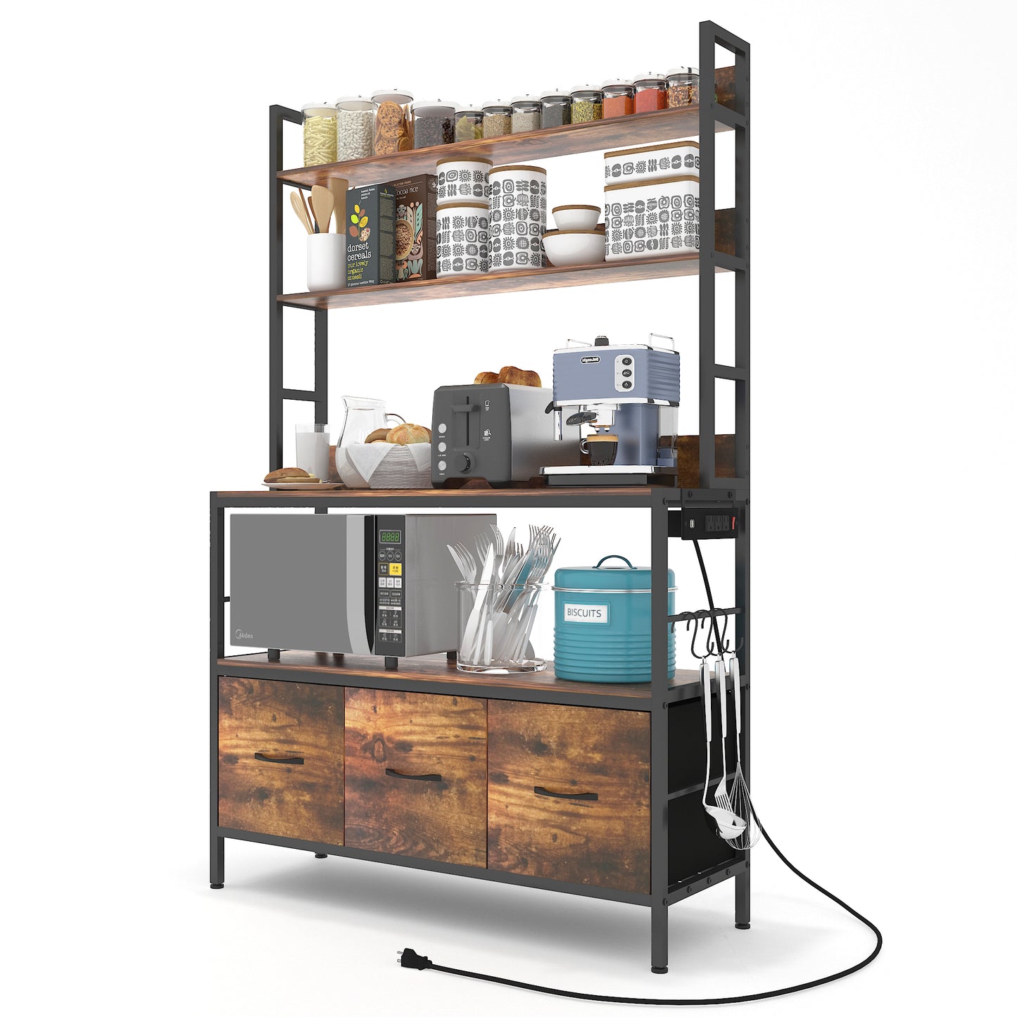 Kitchen Bakers Rack with Power Outlet