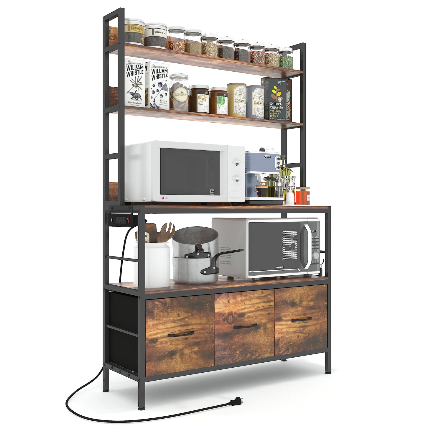 Kitchen Bakers Rack with Power Outlet