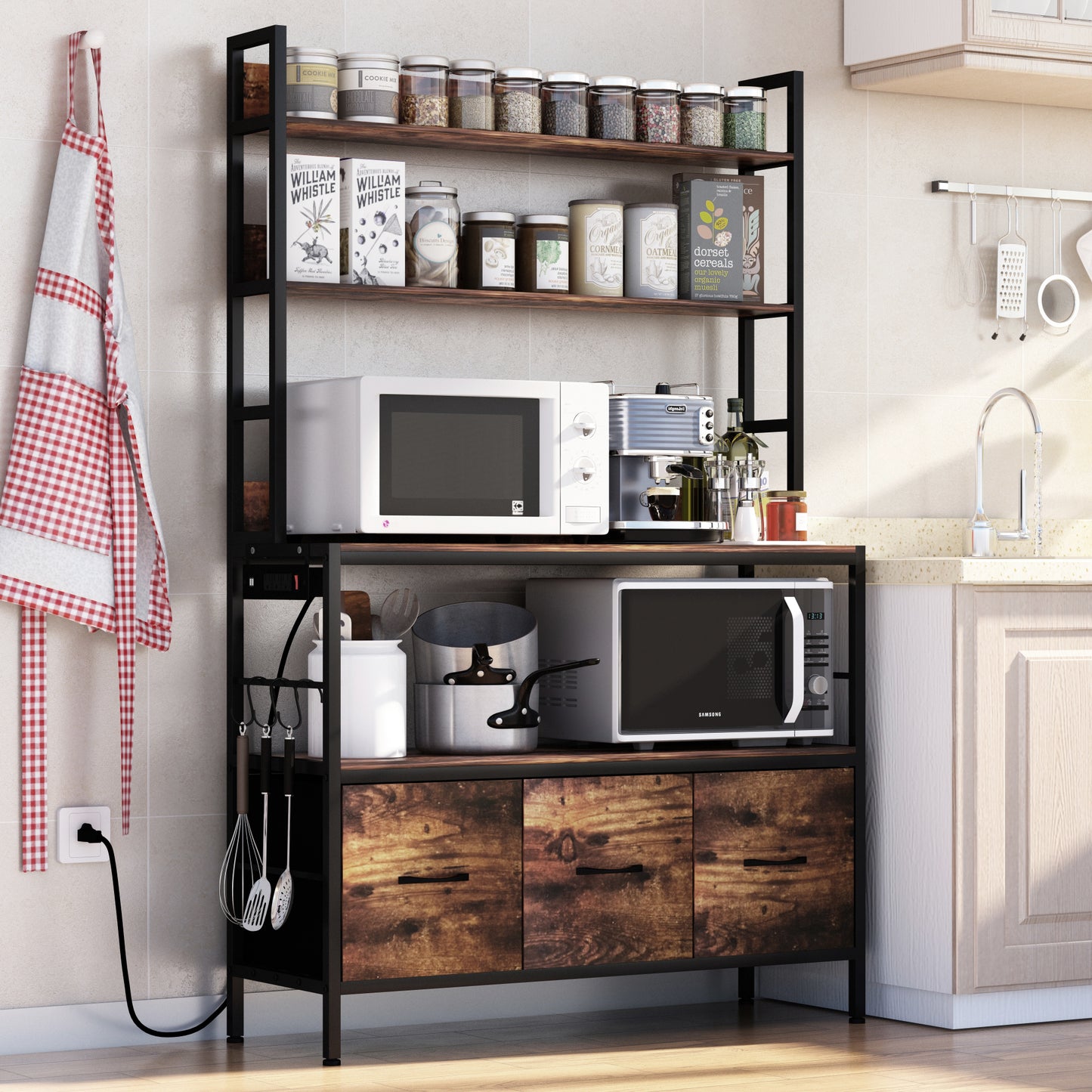 Kitchen Bakers Rack with Power Outlet