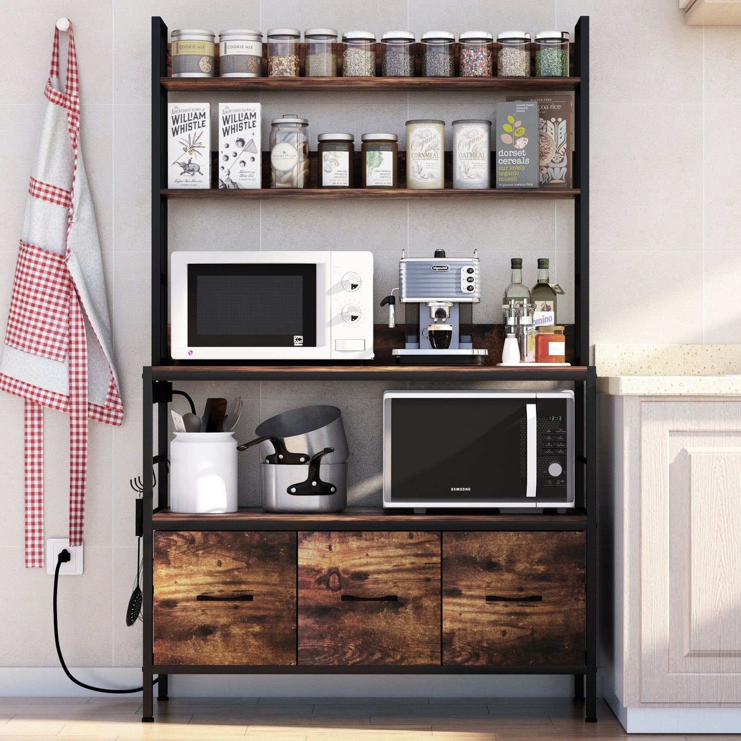 Kitchen Bakers Rack with Power Outlet