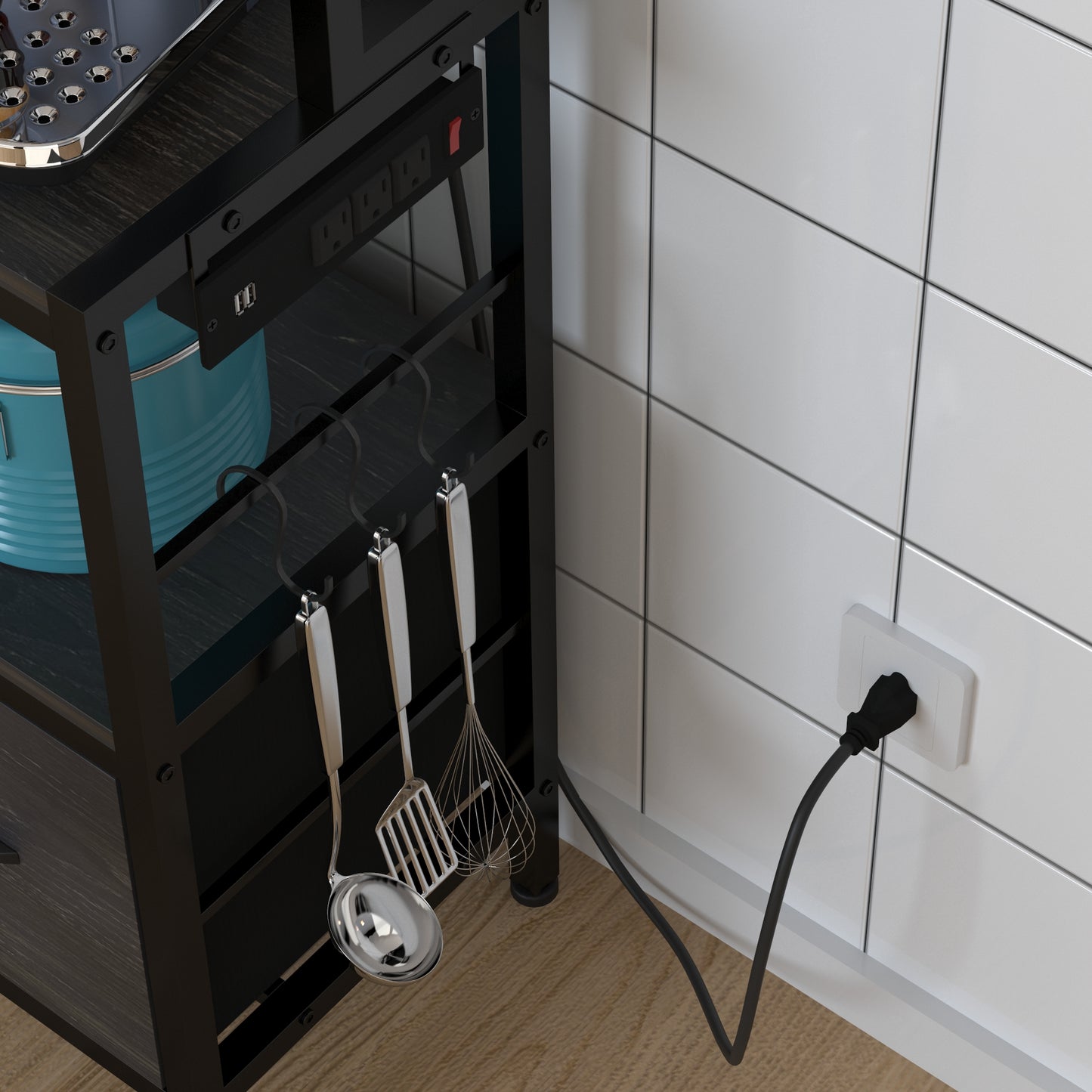 Kitchen Bakers Rack with Power Outlet