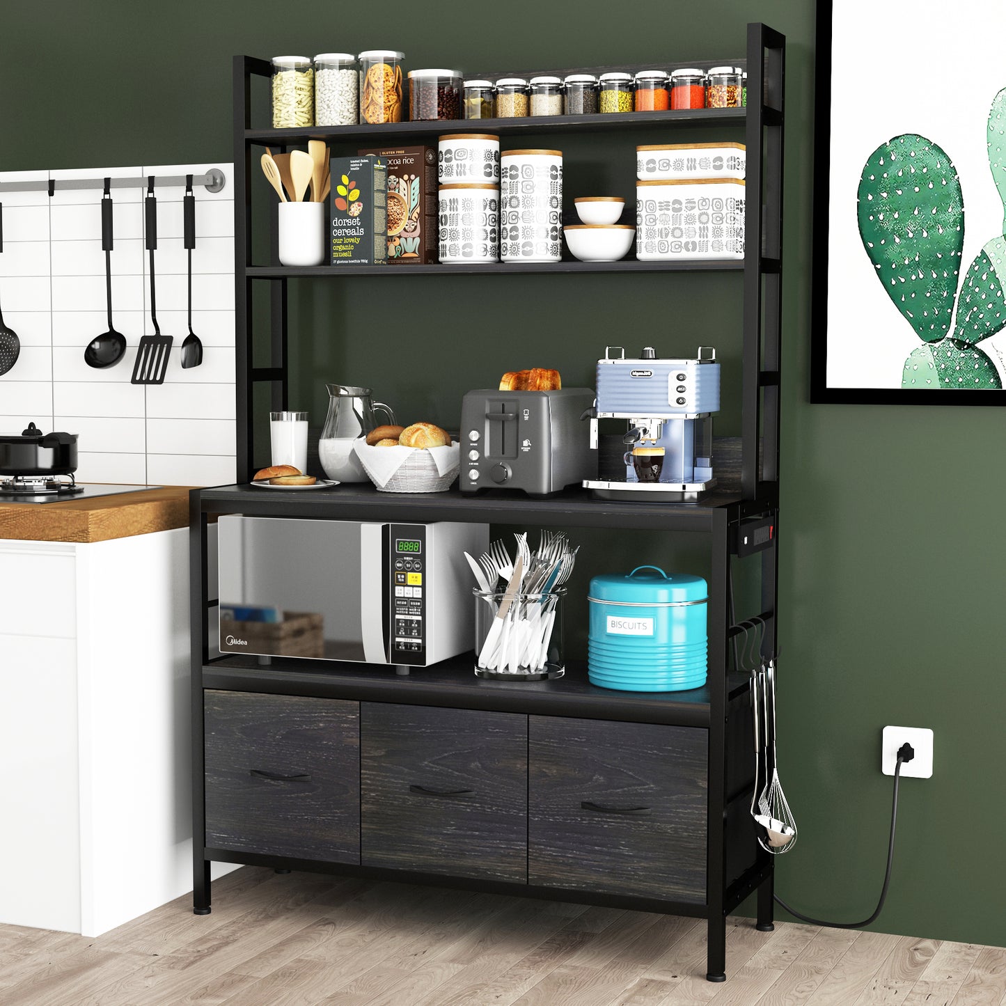 Kitchen Bakers Rack with Power Outlet