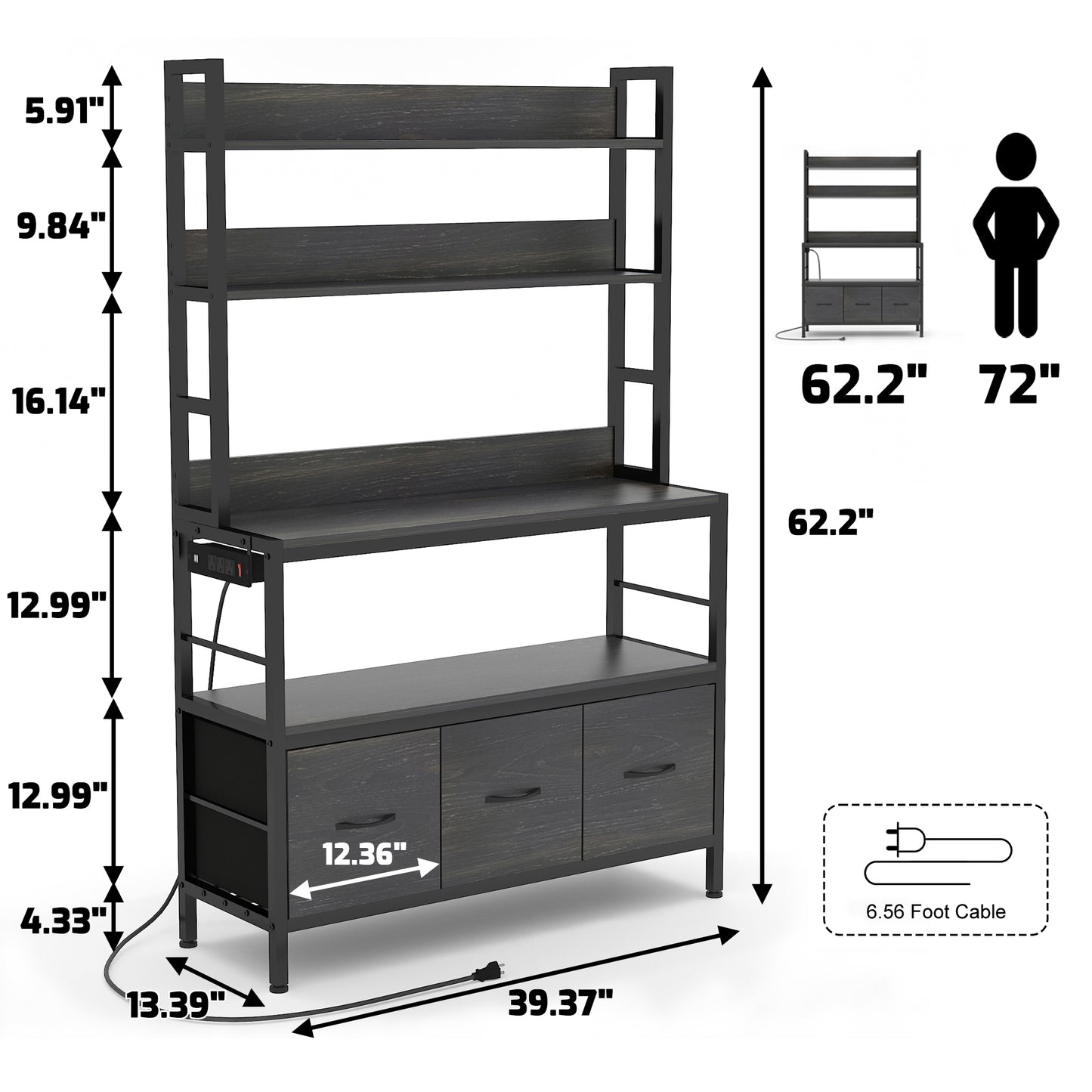 Kitchen Bakers Rack with Power Outlet