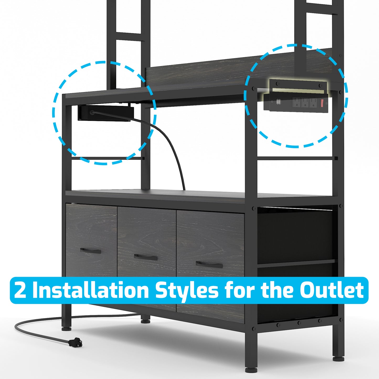 Kitchen Bakers Rack with Power Outlet