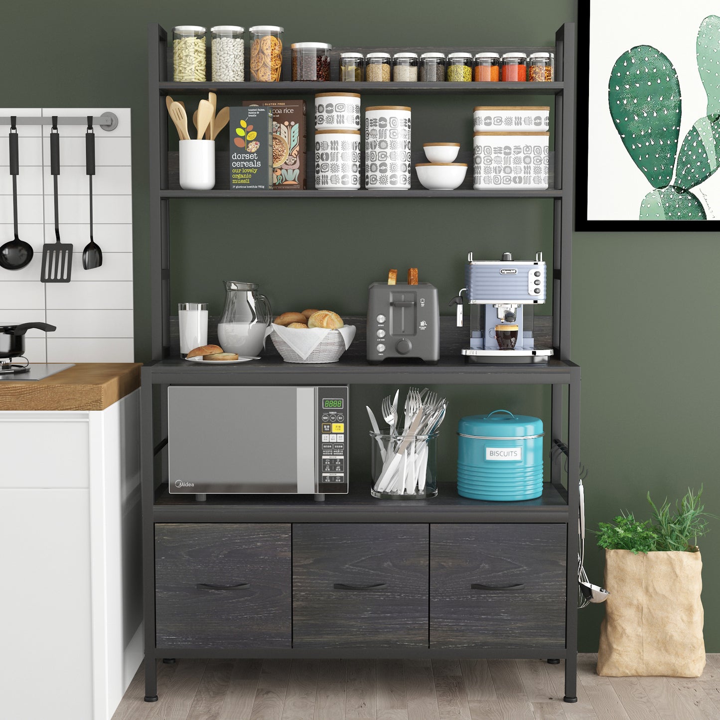 Kitchen Bakers Rack with Baskets