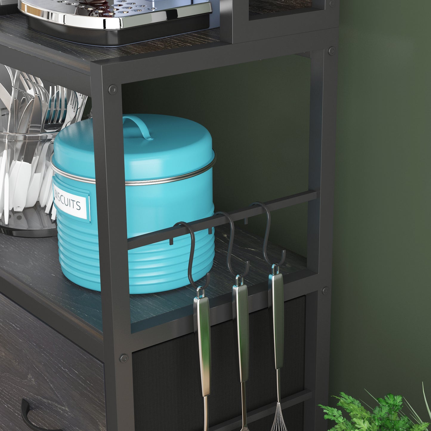 Kitchen Bakers Rack with Baskets