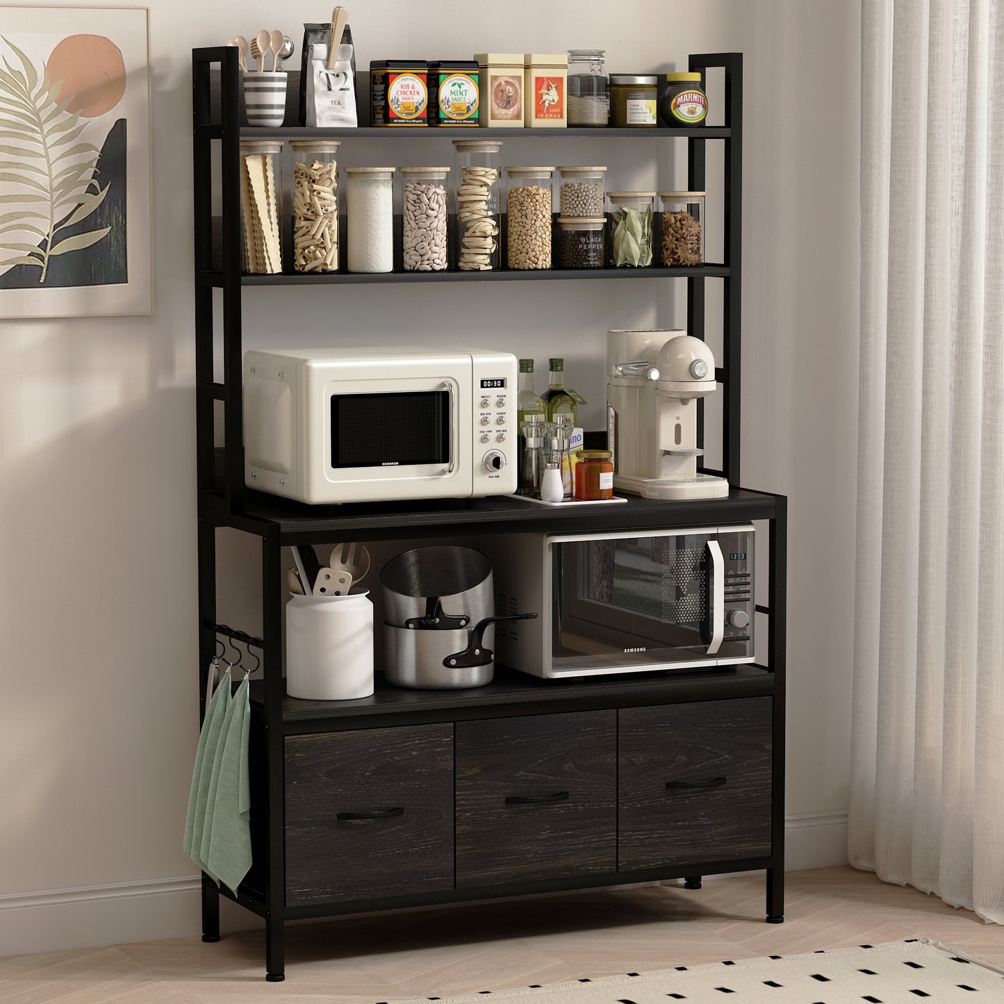 Kitchen Bakers Rack with Baskets