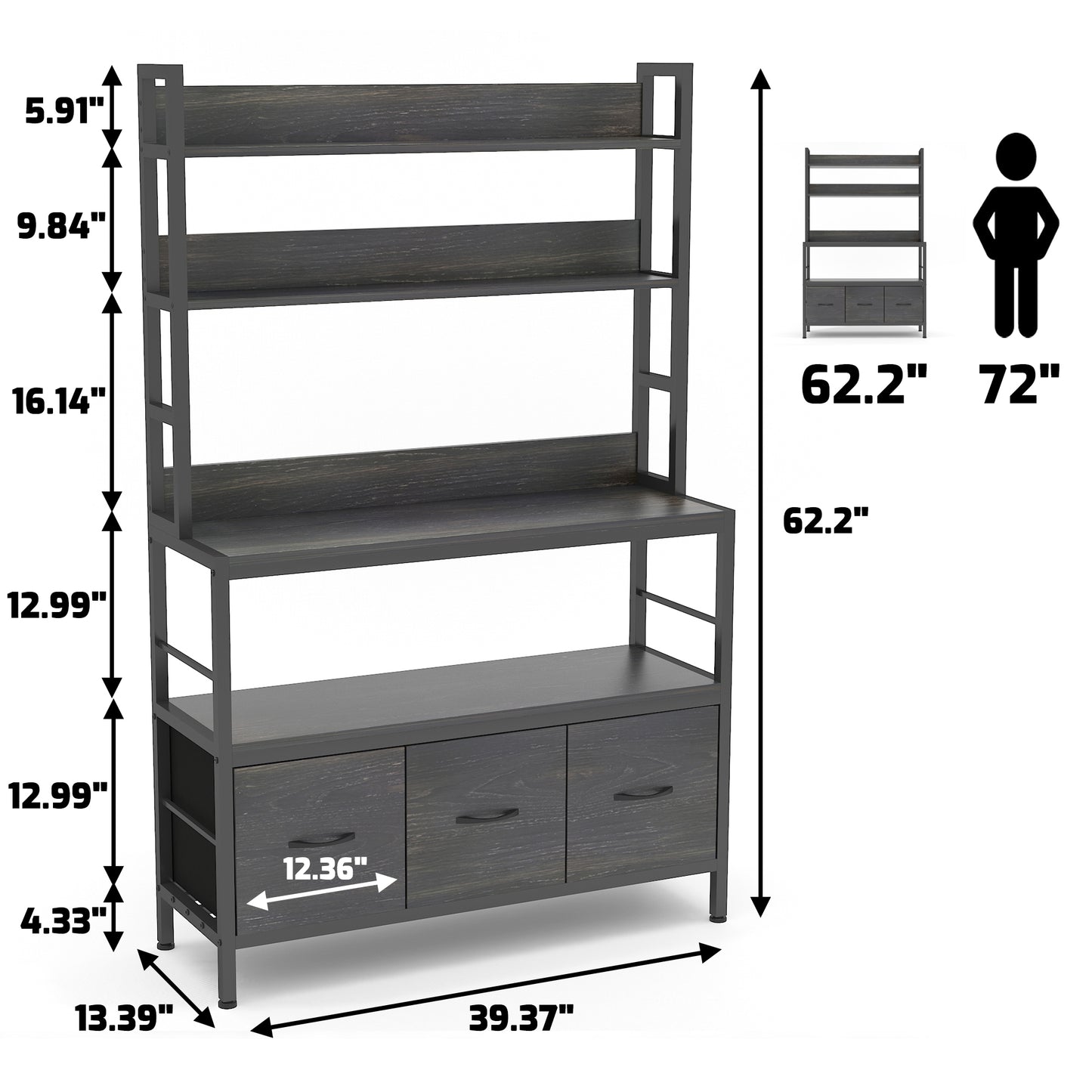Kitchen Bakers Rack with Baskets