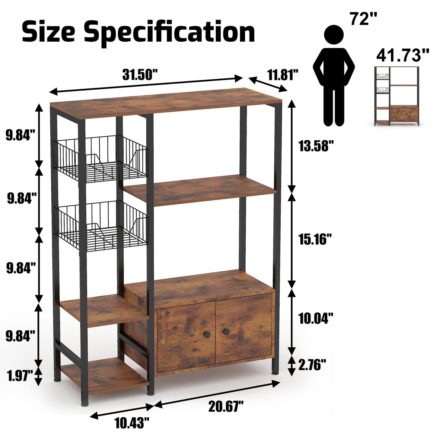 5-Tier Kitchen Bakers Rack