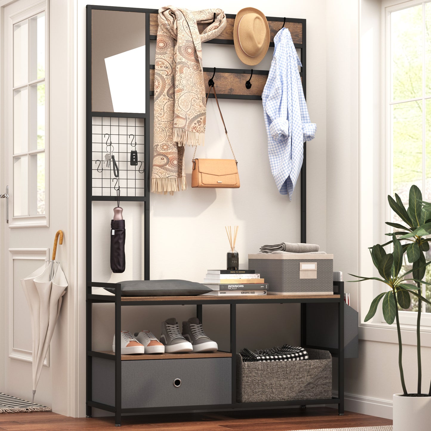 Entryway Hall Tree with Drawer
