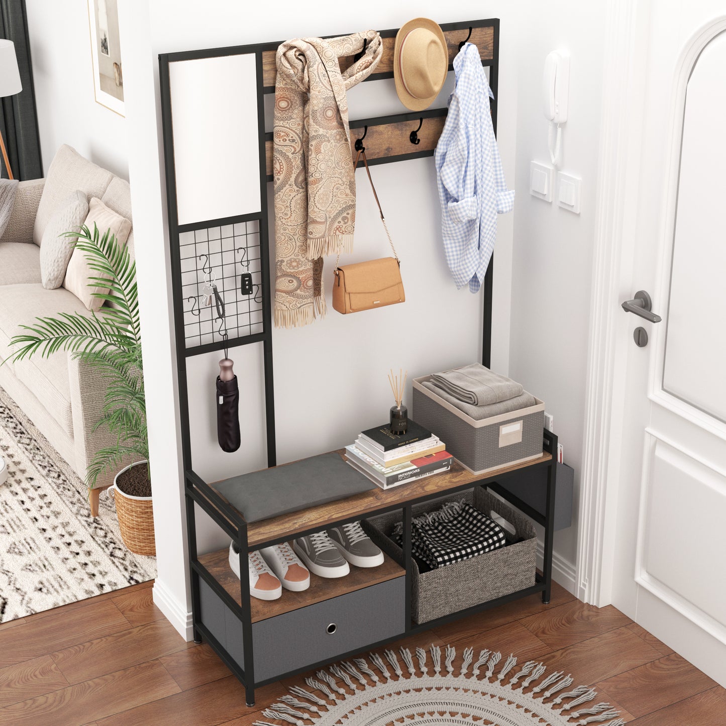 Entryway Hall Tree with Drawer