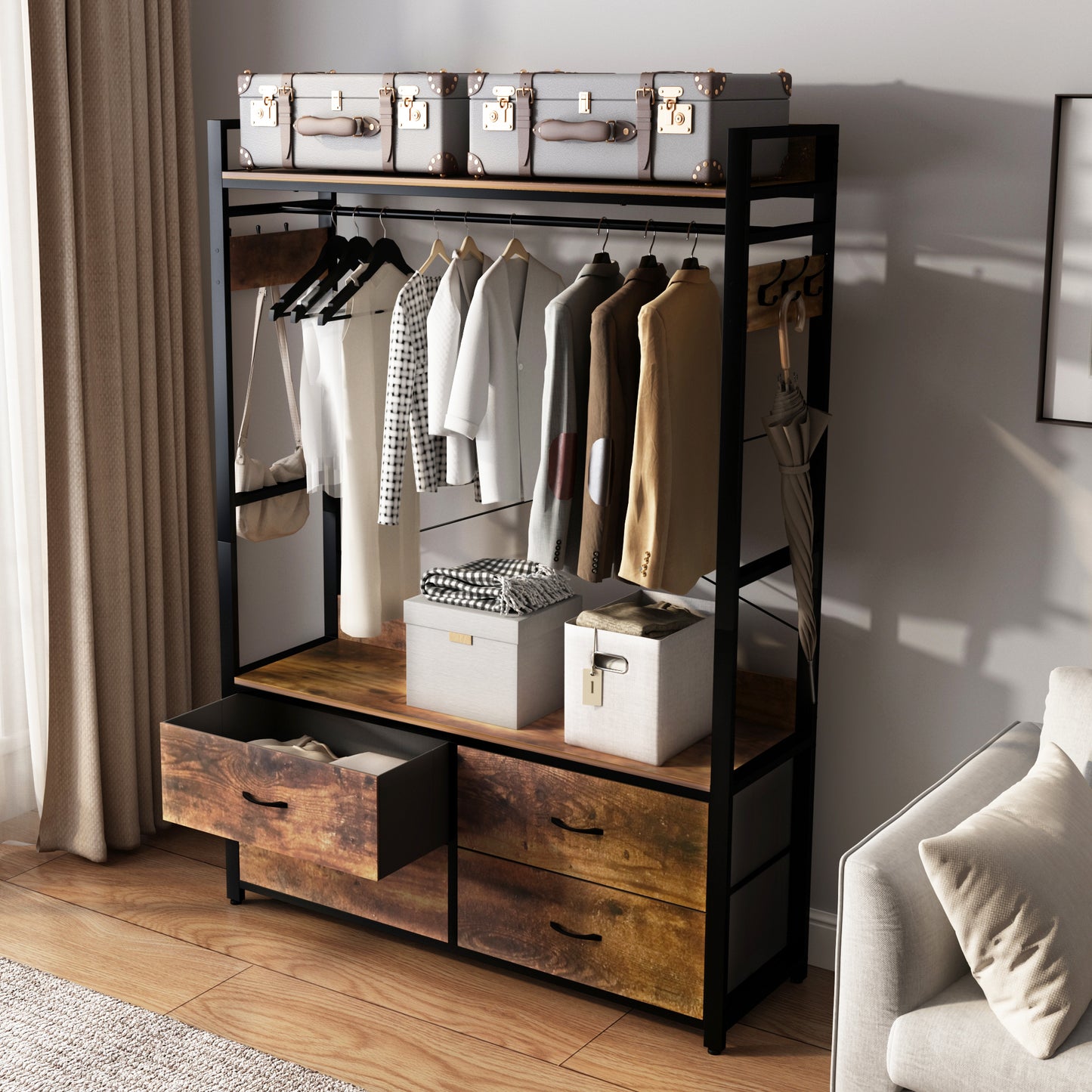 Garment Rack with Drawers