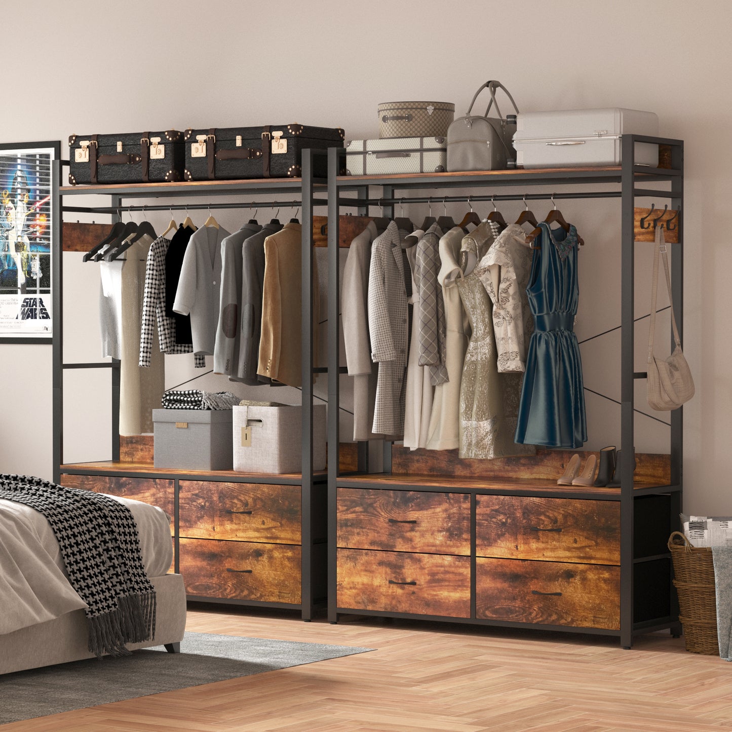 Garment Rack with Drawers