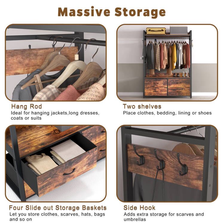 Garment Rack with Drawers