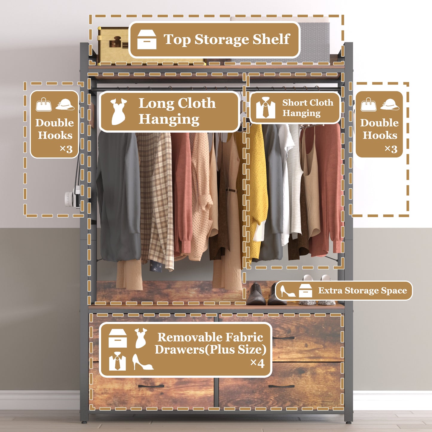 Garment Rack with Drawers