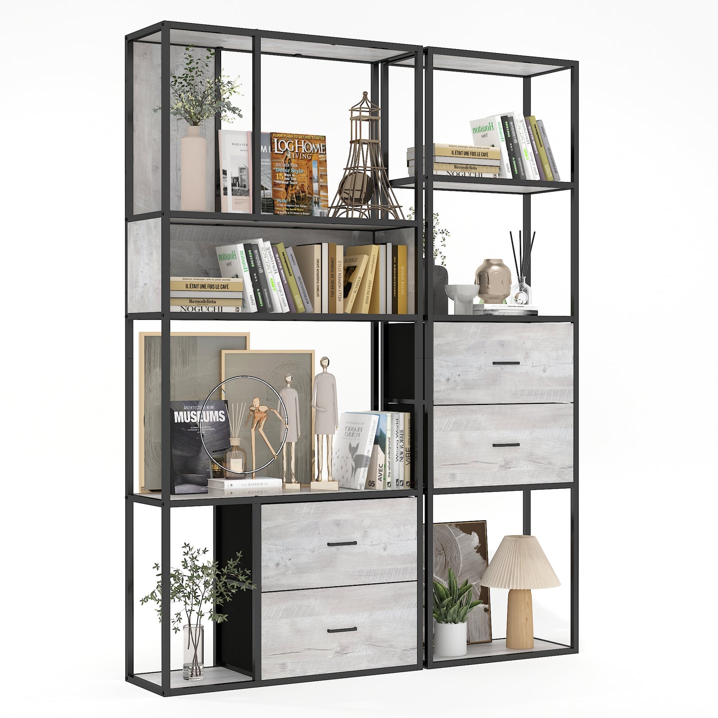 Large Modern Bookshelf with Drawers