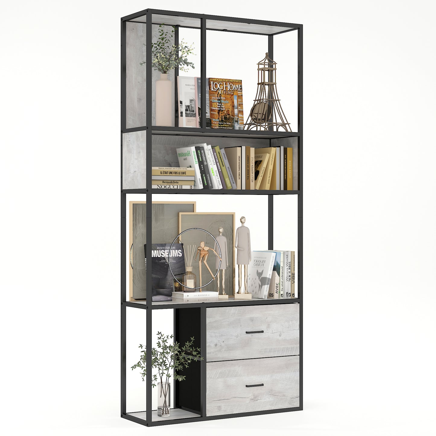 Modern Bookshelf with Drawers