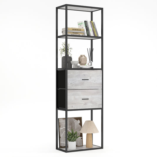 Modern Tall Bookshelf with Drawers
