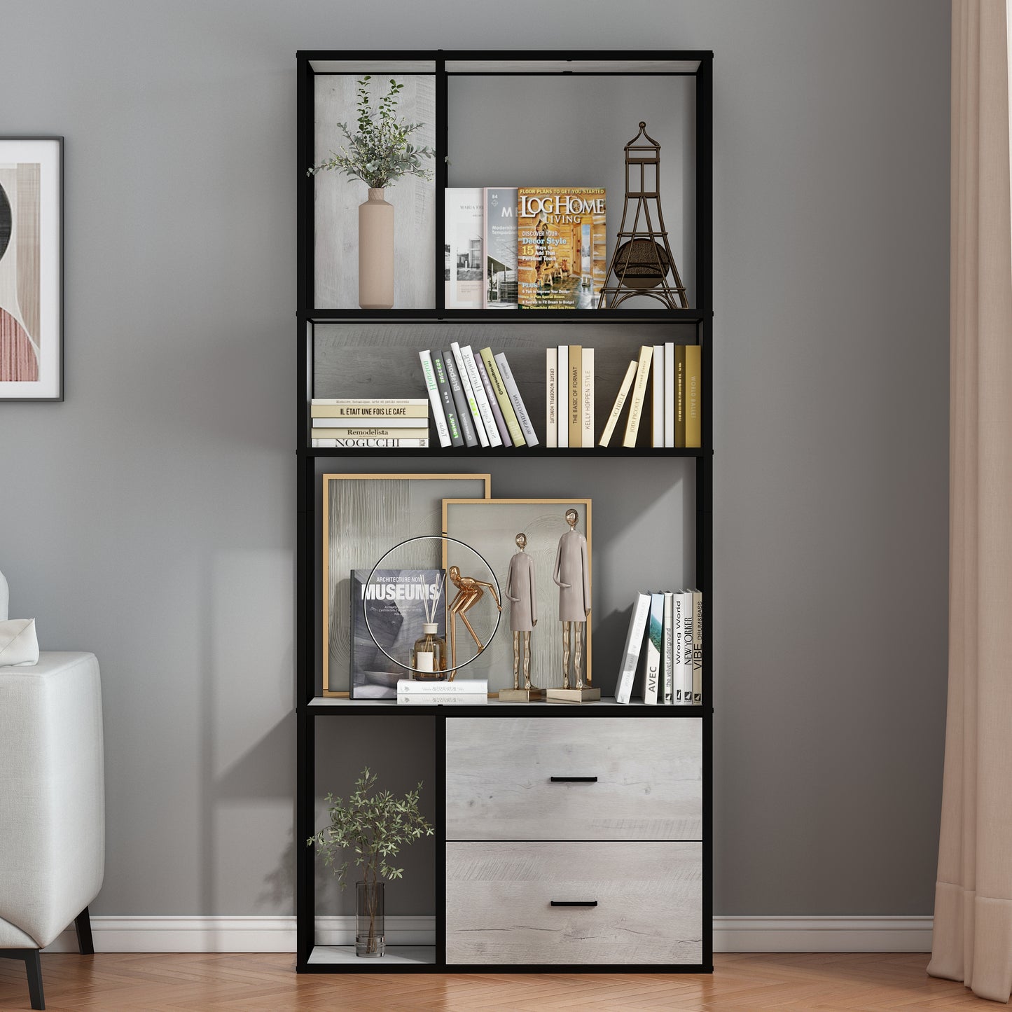 Modern Bookshelf with Drawers