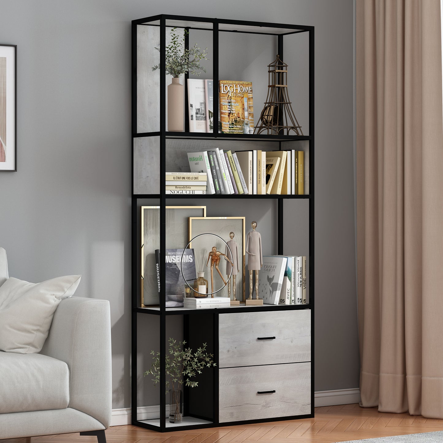 Modern Bookshelf with Drawers