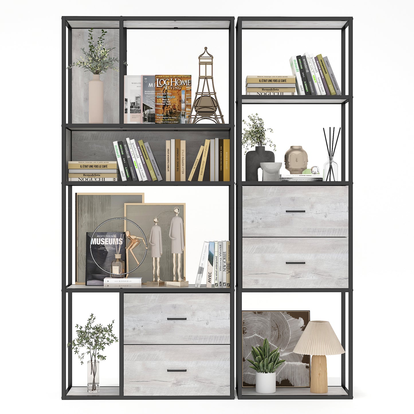 Large Modern Bookshelf with Drawers