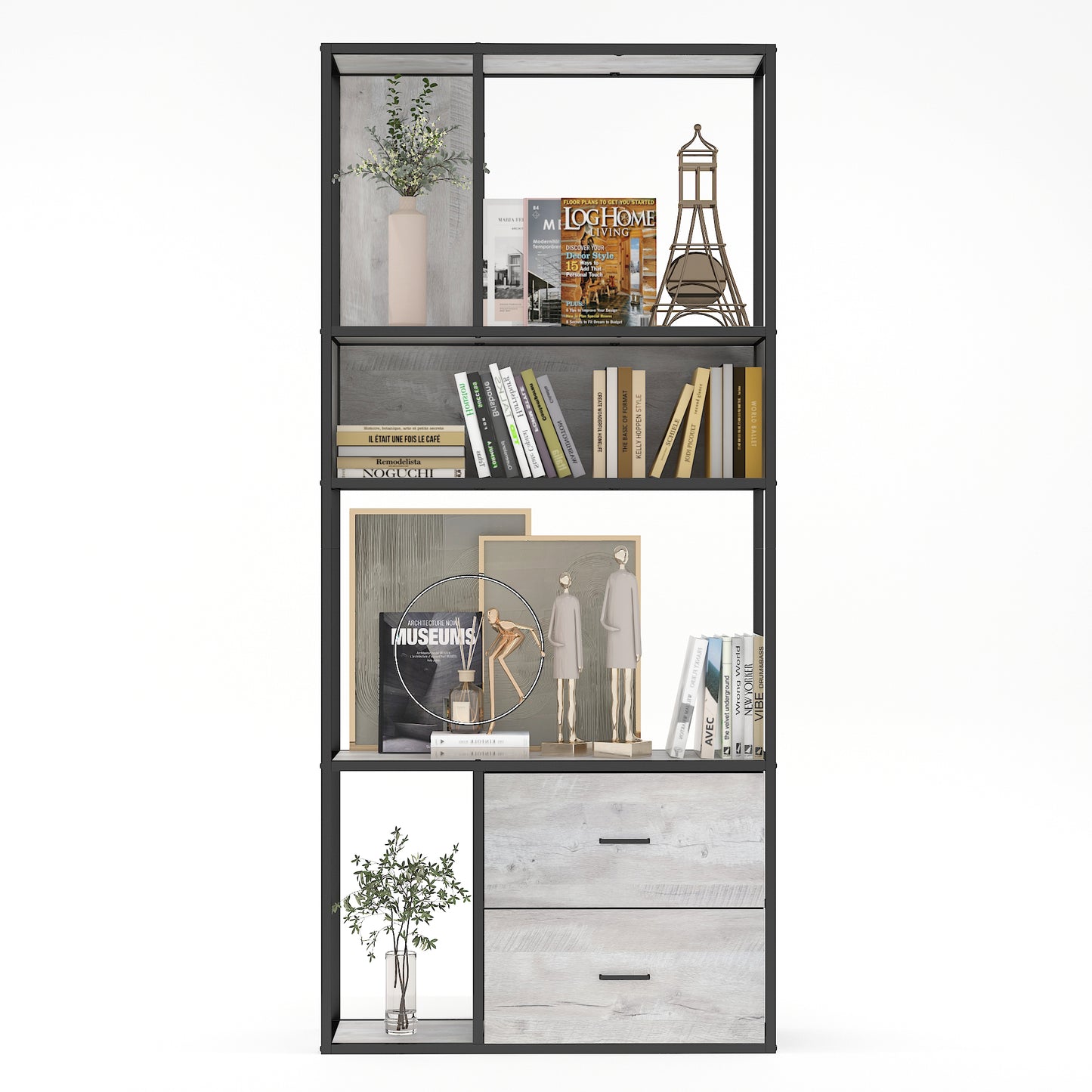 Modern Bookshelf with Drawers