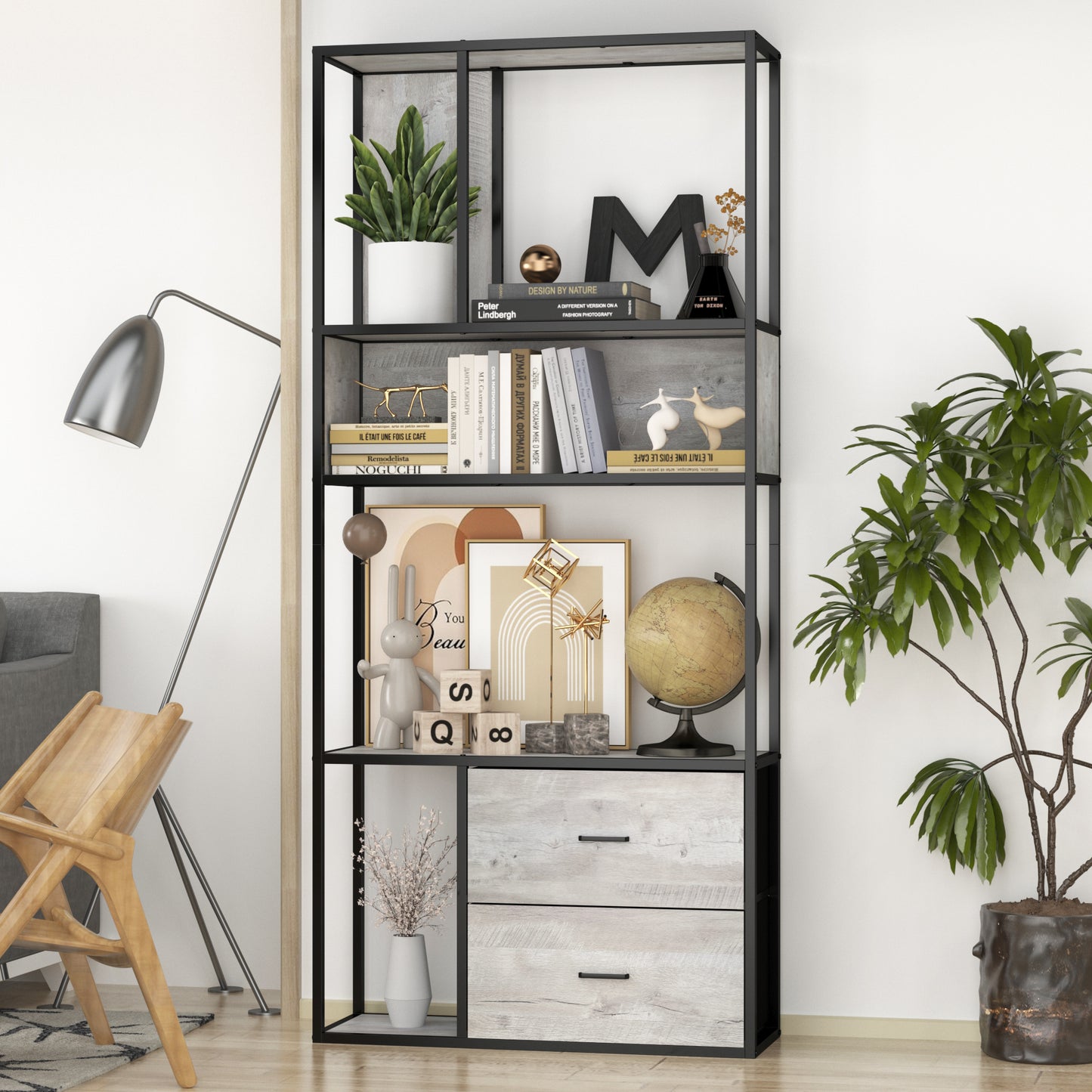 Modern Bookshelf with Drawers