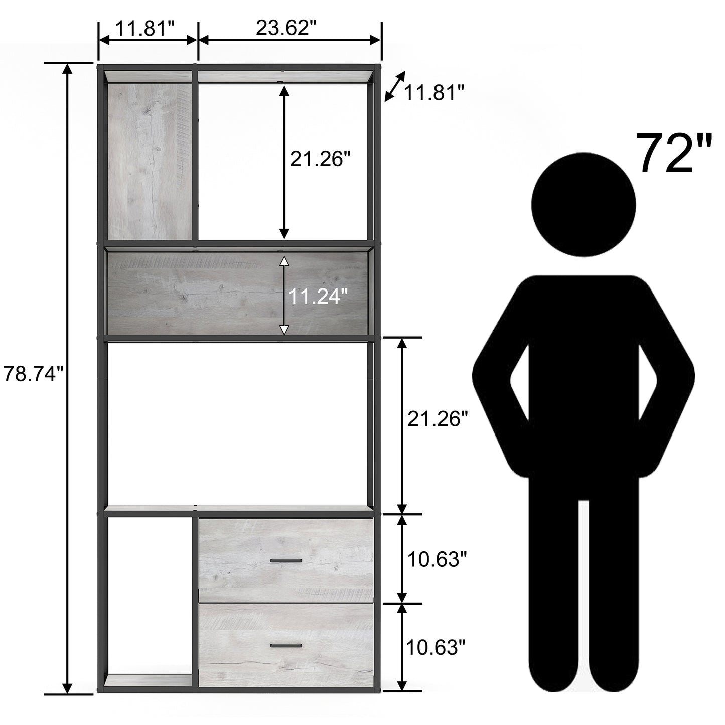 Modern Bookshelf with Drawers