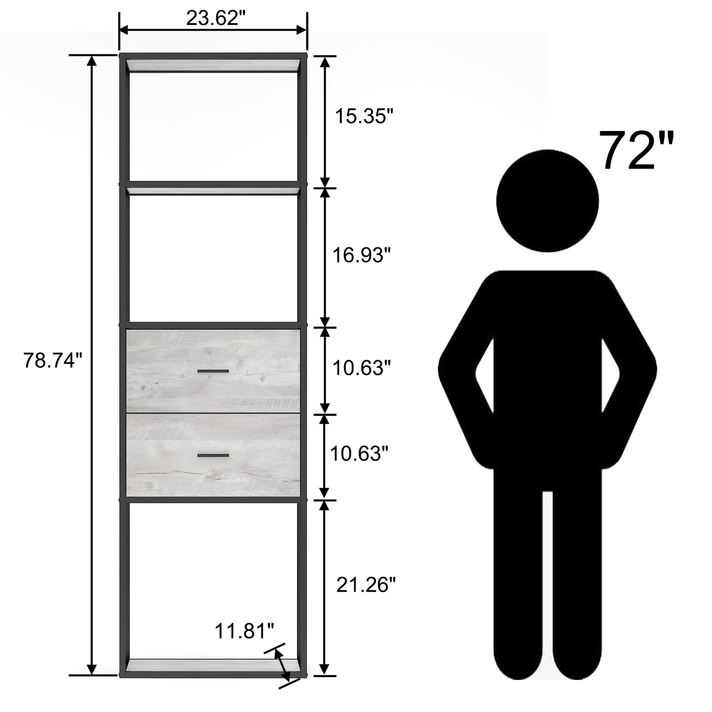 Modern Tall Bookshelf with Drawers
