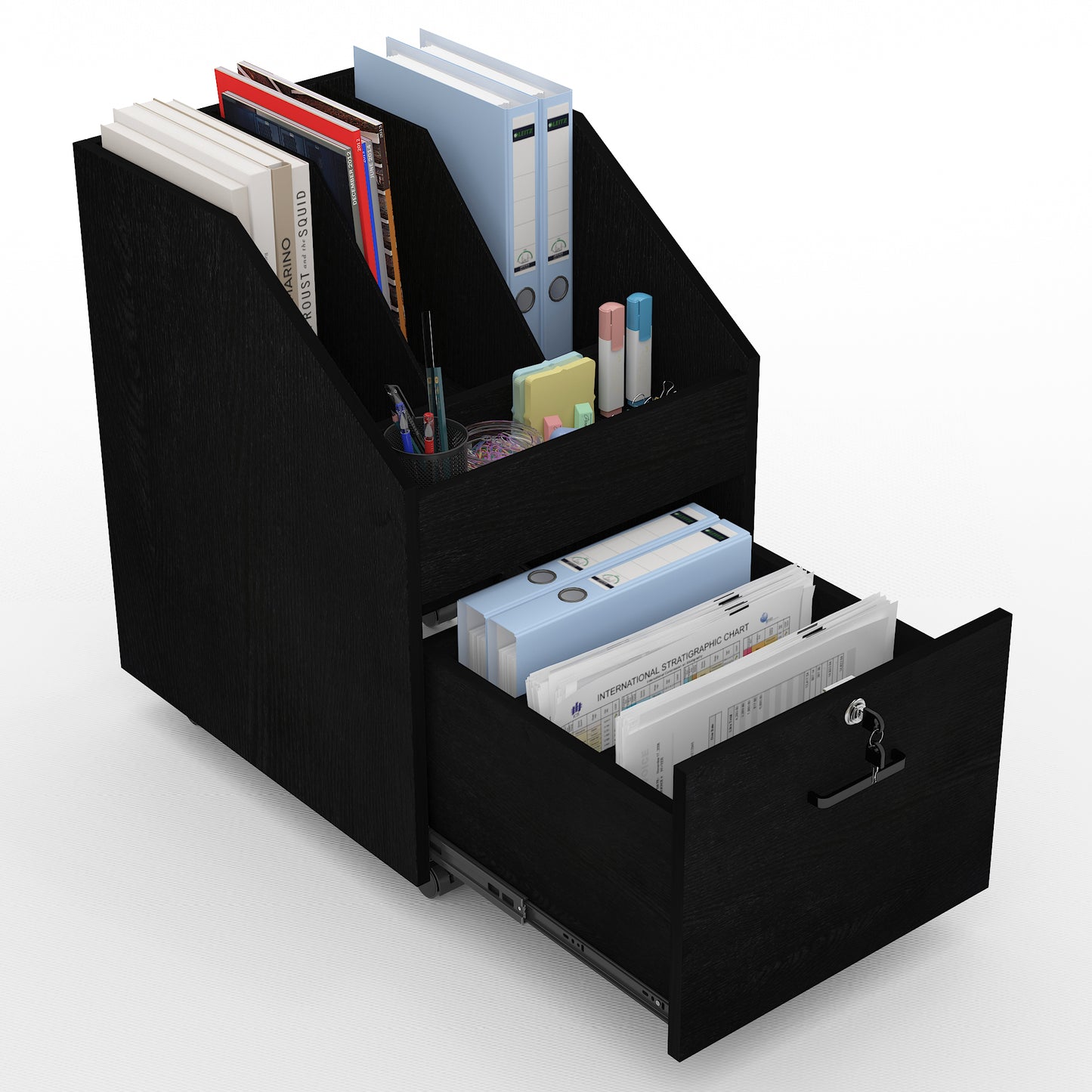 Mobile File Cabinet with Lock,Black
