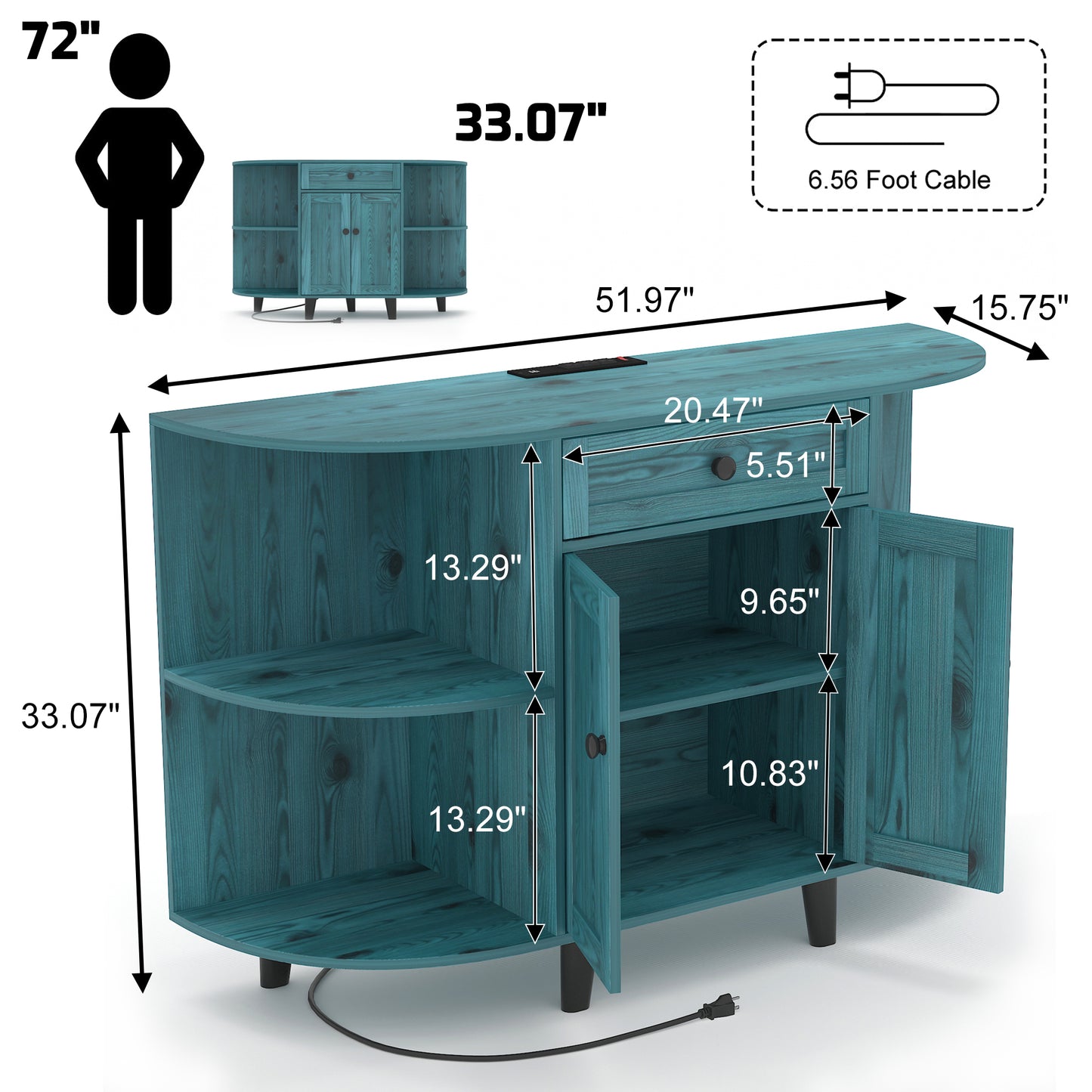 Sideboard Buffet Cabinet with Power Outlet