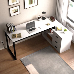 Writing Desk with Power Outlets,White