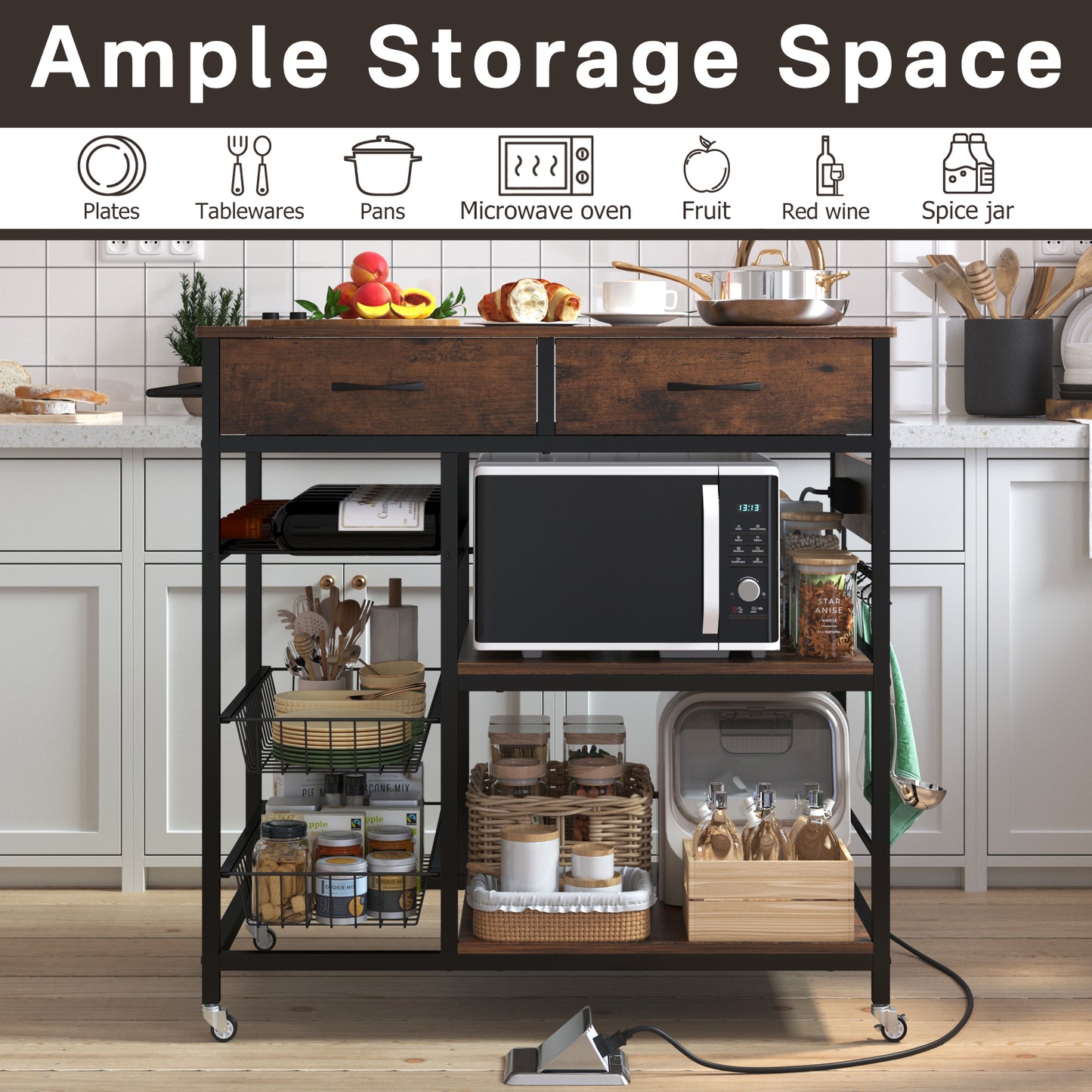 Kitchen Island with Power Outlet