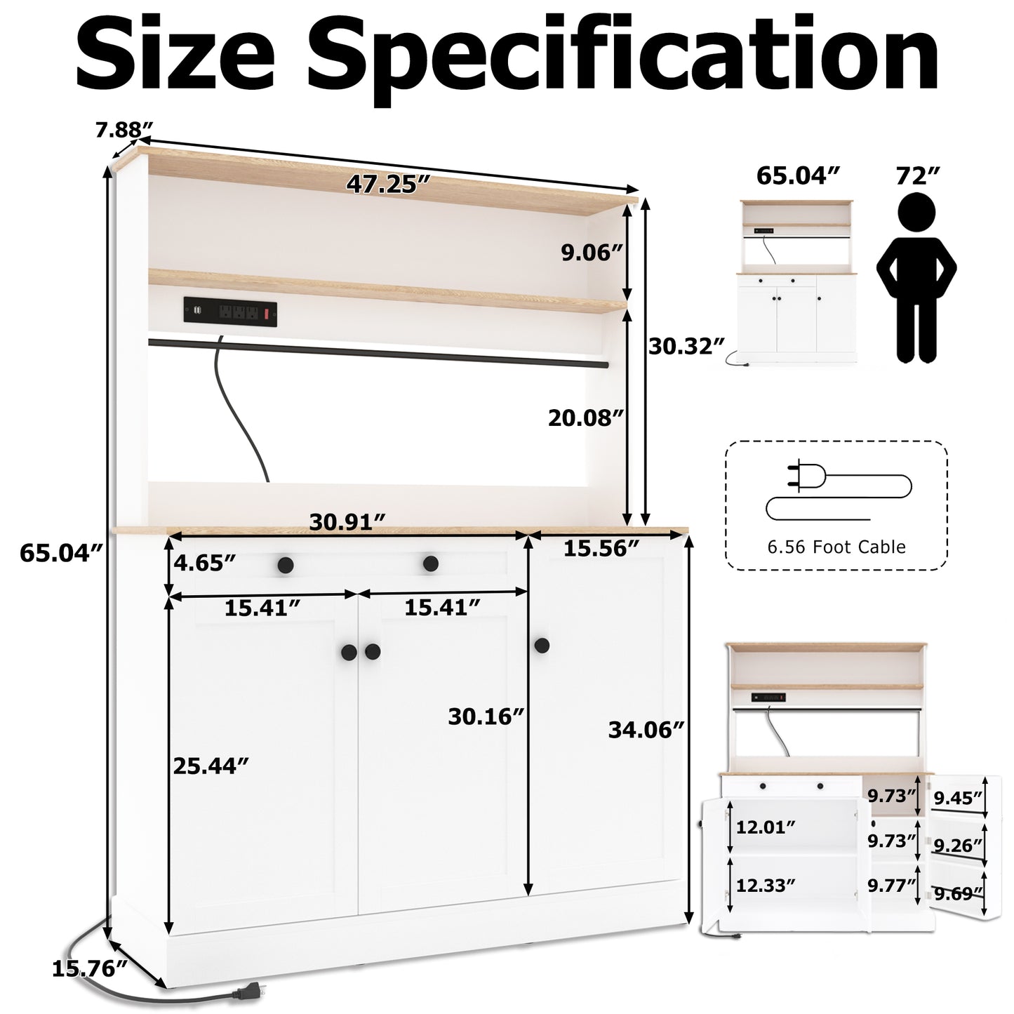 Kitchen Storage Cabinet with Power Outlets