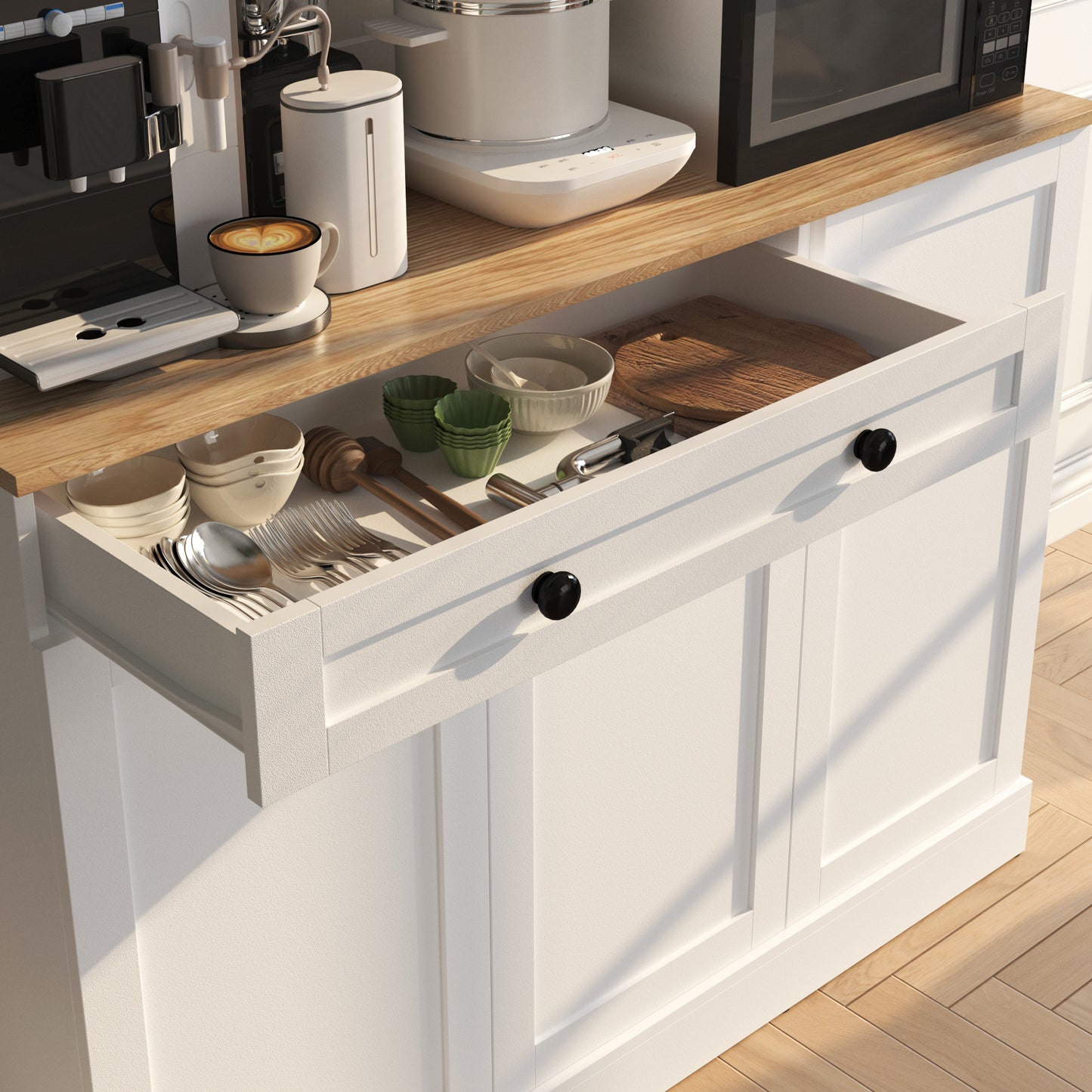 Kitchen Storage Cabinet with Power Outlets