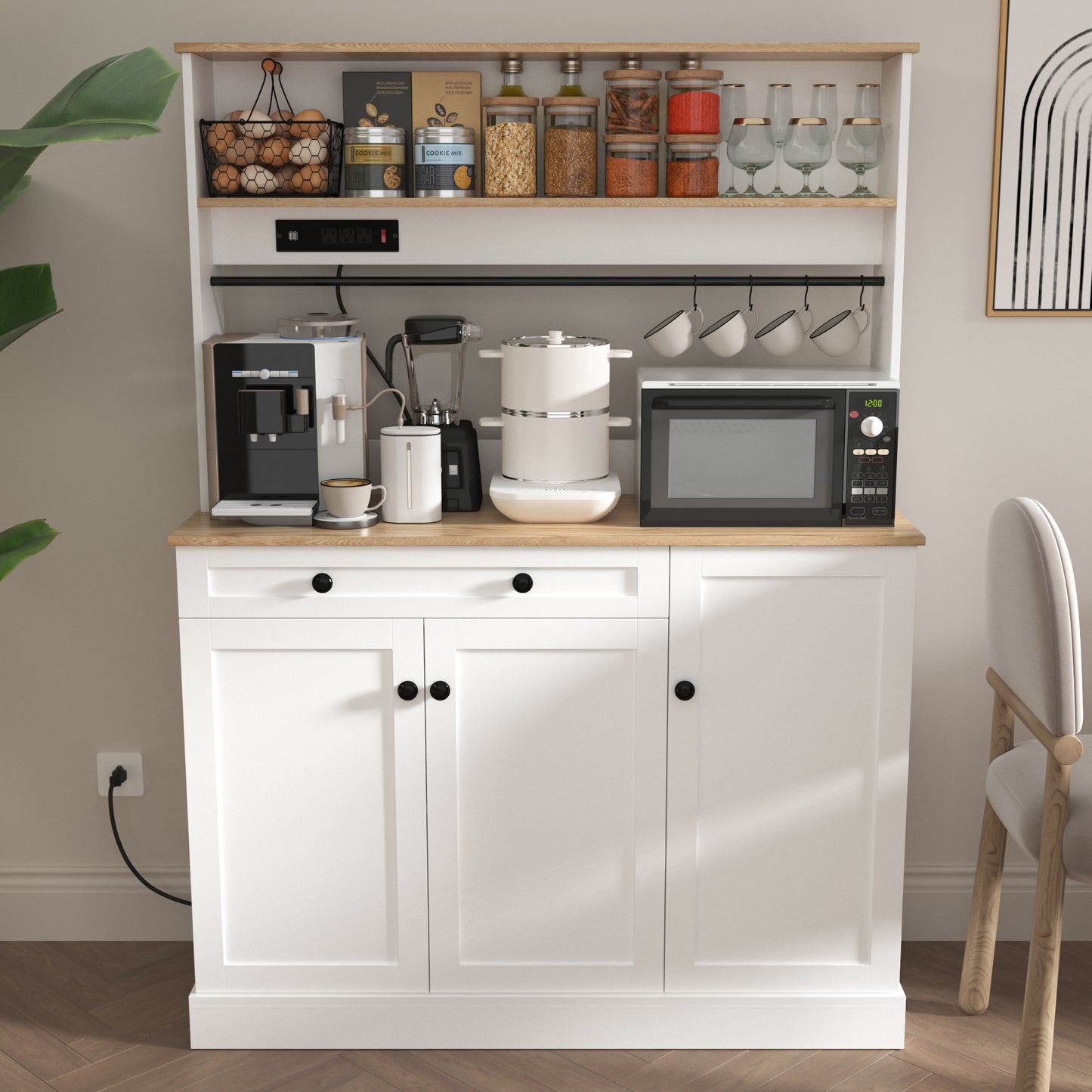 Kitchen Storage Cabinet with Power Outlets