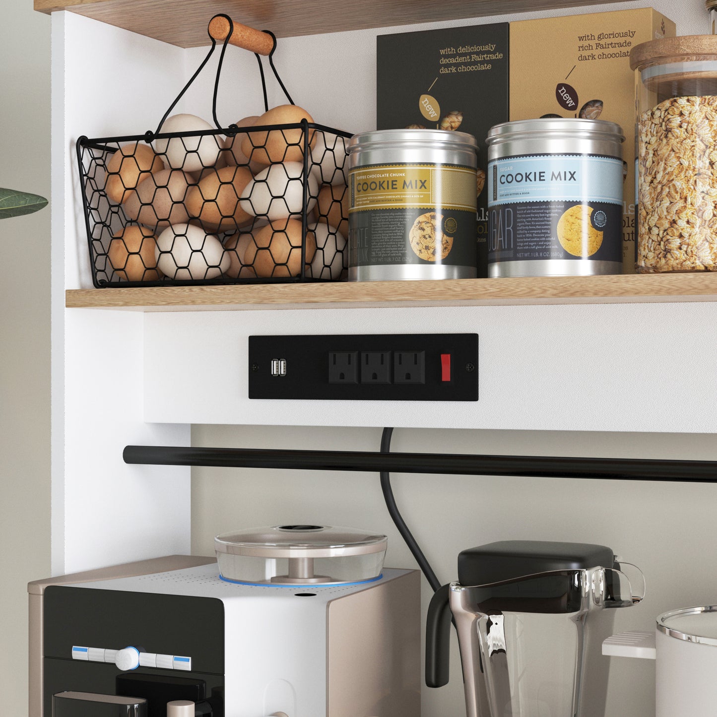 Kitchen Storage Cabinet with Power Outlets