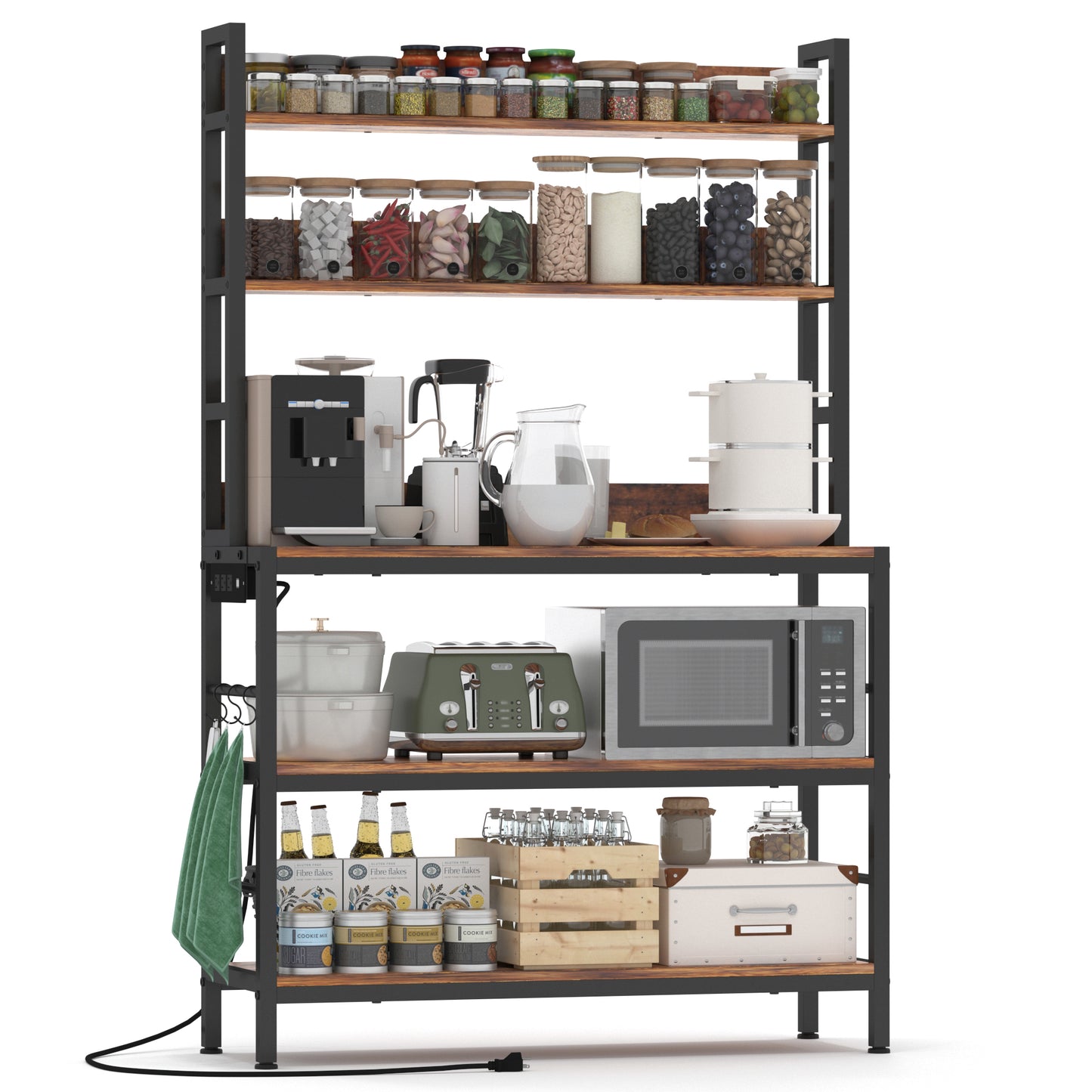 5-Tier Bakers Rack with Power Outlet