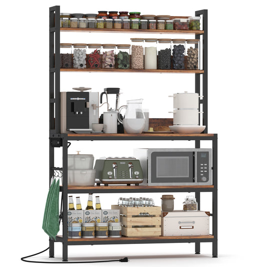 5-Tier Bakers Rack with Power Outlet