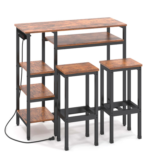 Bar Table Set with Power Outlets