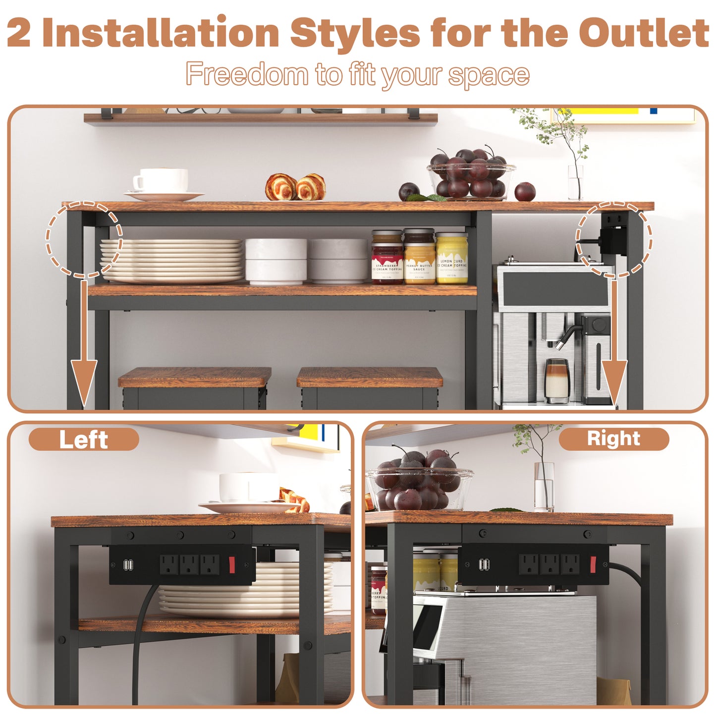 Bar Table Set with Power Outlets